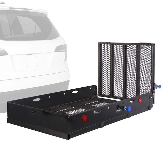 500 lb Capacity 60" Steel Basket Cargo Carrier with Ramp, Hitch-Mounted by Elevate Outdoor UC500-XL