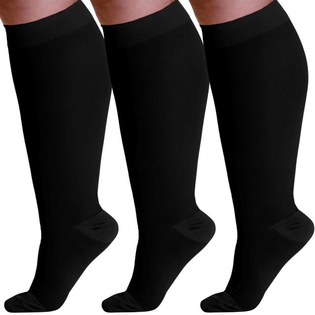 Absolute Support A501 20-30 mmHg 7XL Black Opaque Closed Toe Knee High (3 Pack) - A501BL10-3
