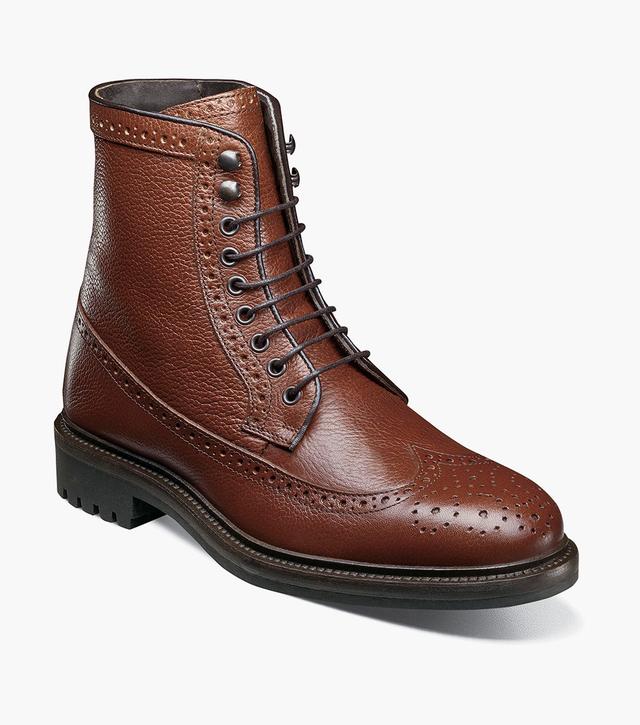 Florsheim Shoes Laredo Wingtip Lace Up Boot Tan Grain Size 45
