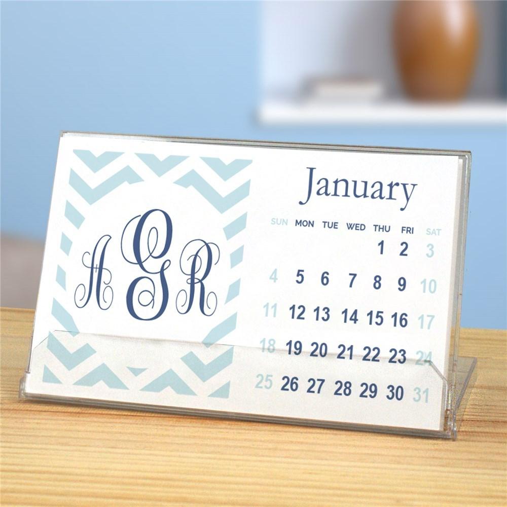 Personalized Chevron Monogram Desk Calendar