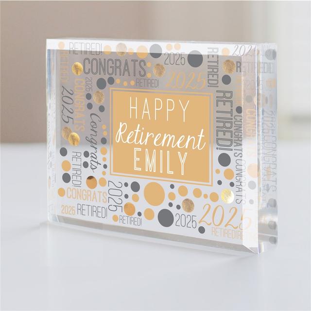 Personalized Confetti Retirement Word Art Acrylic Keepsake