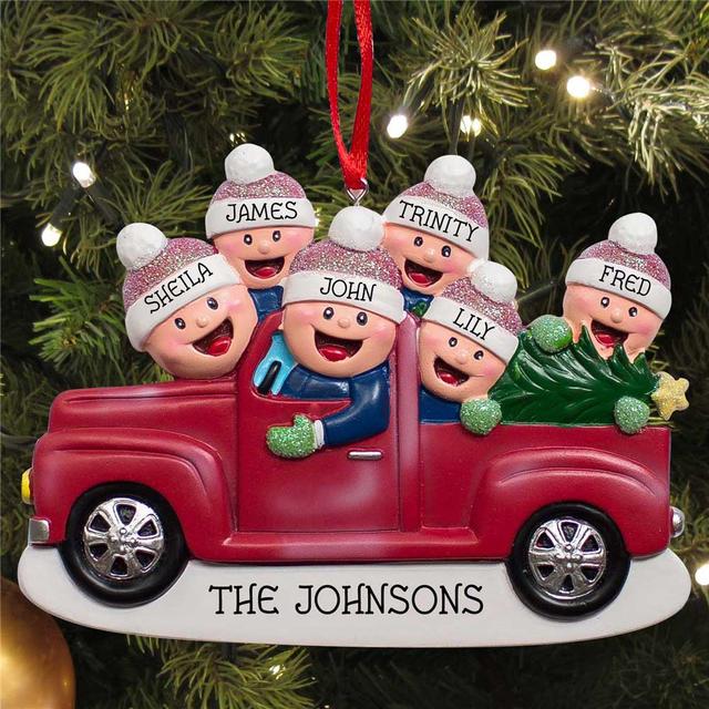 Personalized Red Farm Truck Christmas Ornament