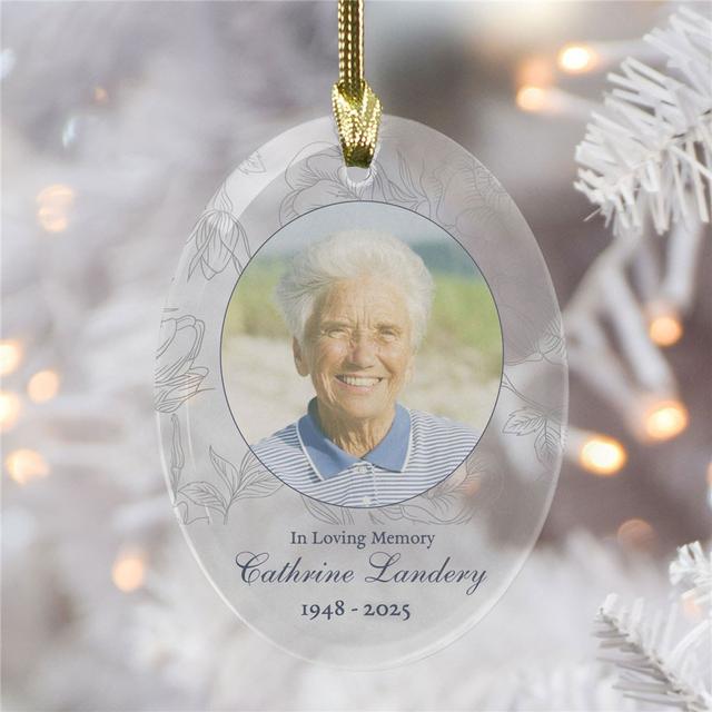 Customized Floral Photo Memorial Ornament For Mom