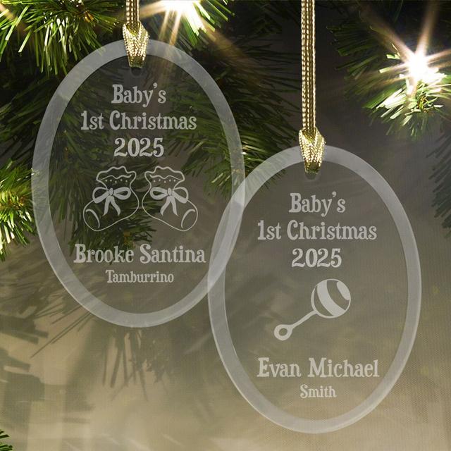 Baby's First Christmas Ornament Glass Oval Ornament