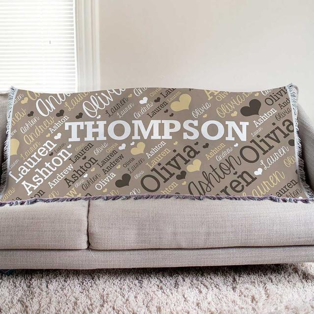Personalized Family Name Word Art 50x60 Afghan Throw