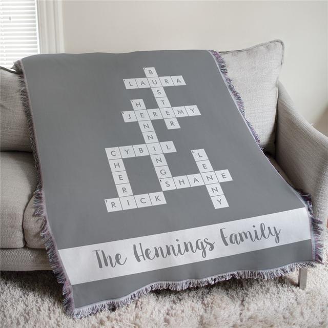 Personalized Family Name Crossword 50x60 Afghan Throw