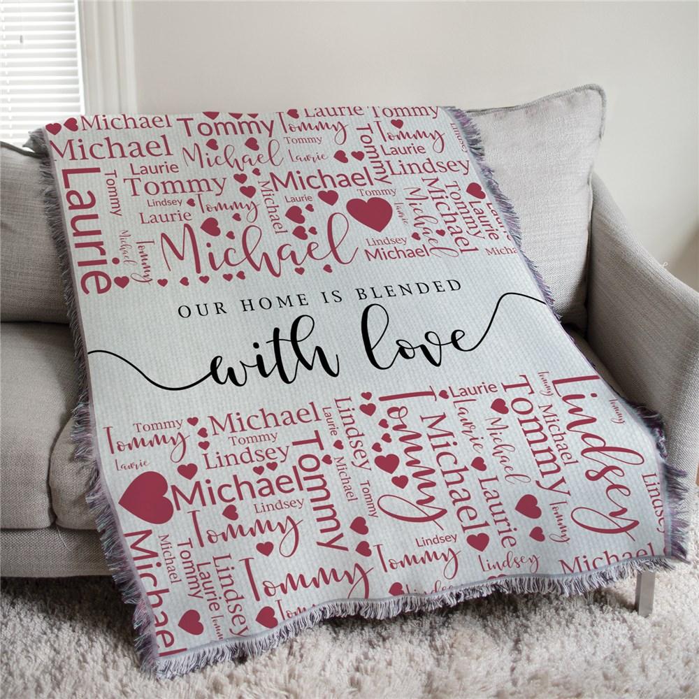 Personalized Blended With Love Word Art 50x60 Afghan Throw