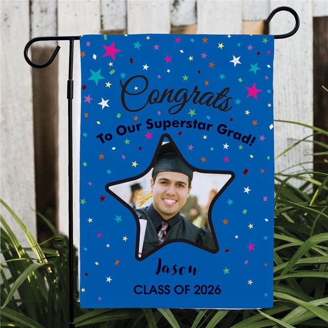 Personalized Superstar Grad Garden Flag
