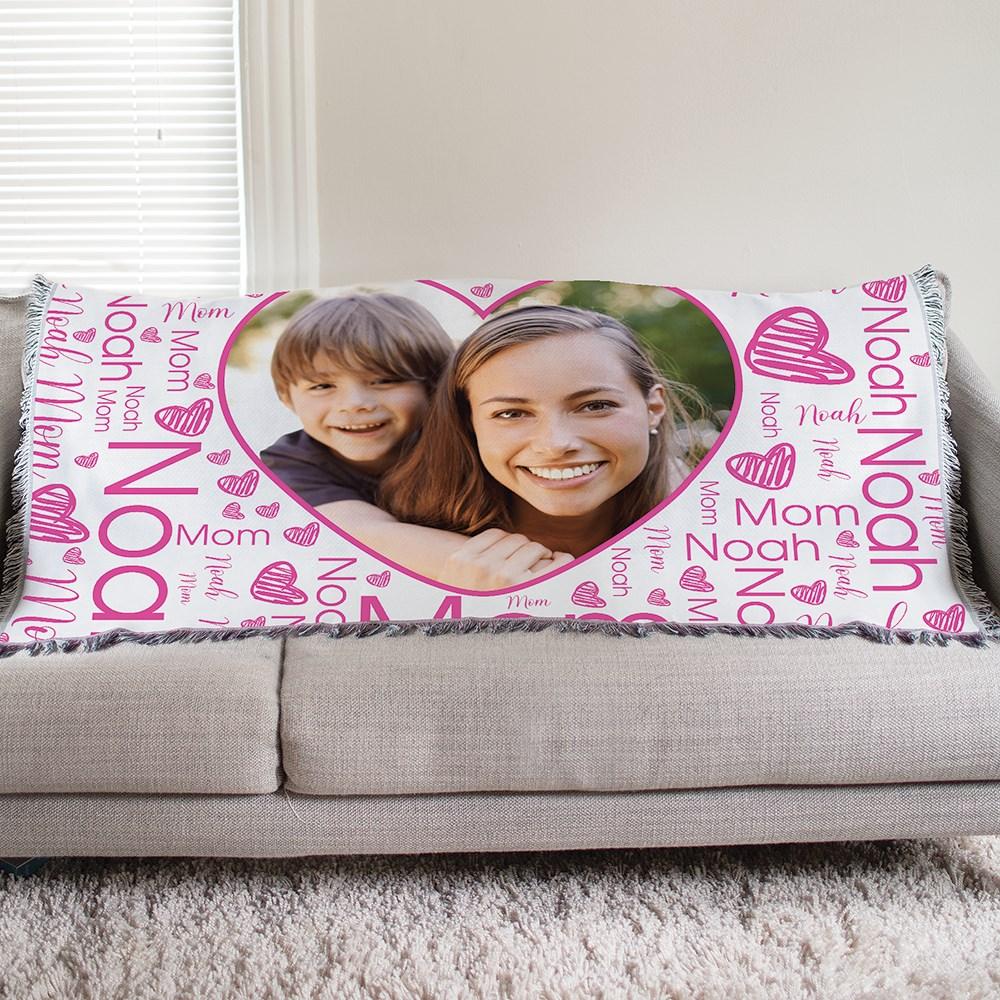 Personalized Large Photo Word Art 50x60 Afghan Throw