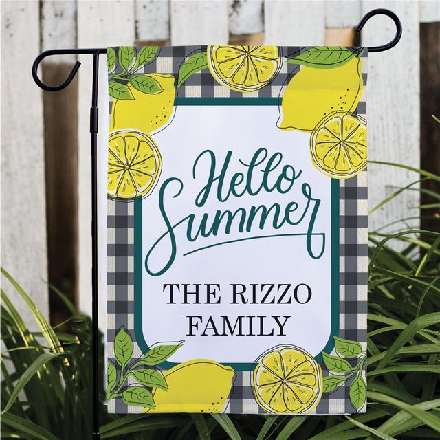 Personalized Hello Summer Lemon Garden Flag