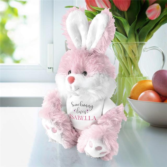 Personalized Hearts Somebunny Loves You Small Stuffed Bunny