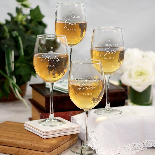 Engraved Bridal Party Wine Glass
