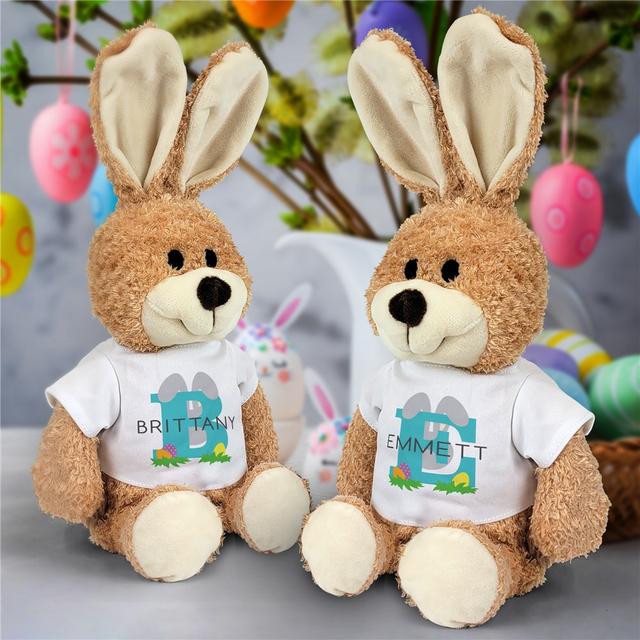 Personalized Easter Eggs with Initial and Name Stuffed Bunny