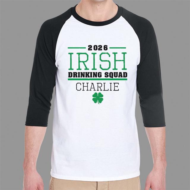 Personalized Irish Drinking Squad Raglan T-Shirt