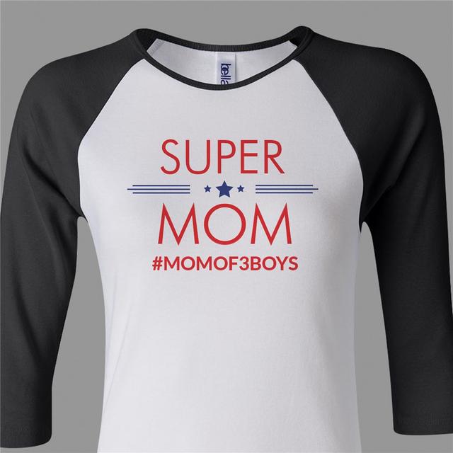 Personalized Super Mom Women's Raglan Shirt