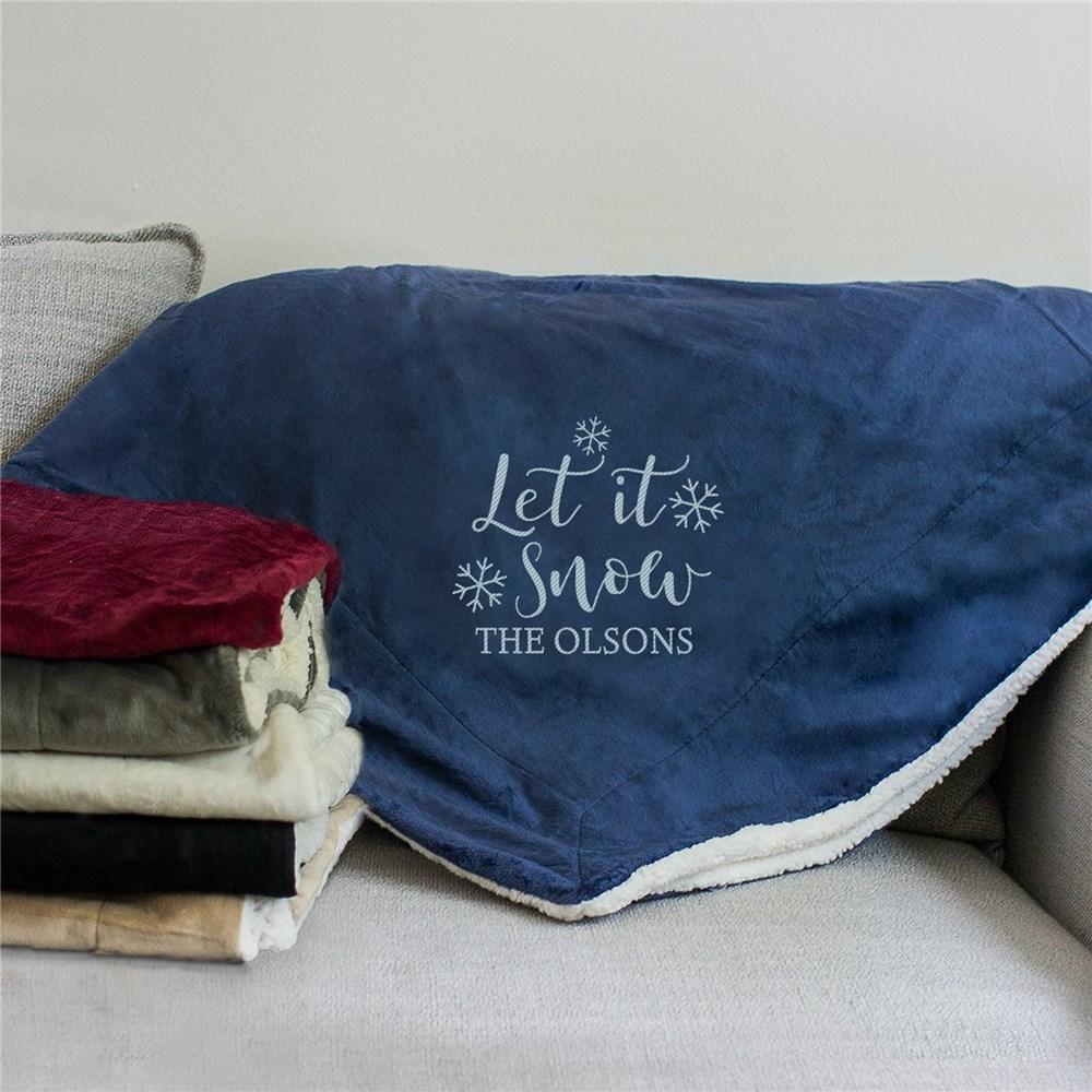 Let It Snow Embroidered Sherpa Blanket
