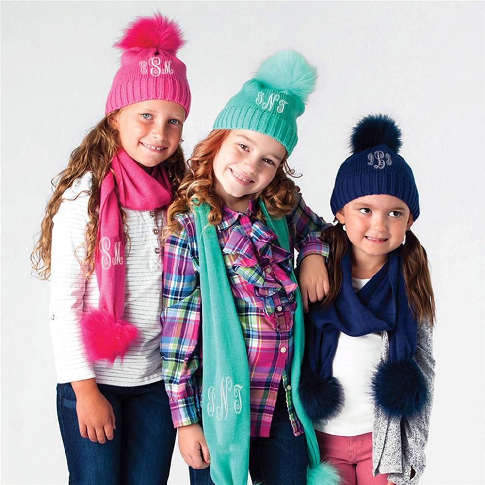 Personalized Kids Monogram Cable Knit Hat Or Scarf