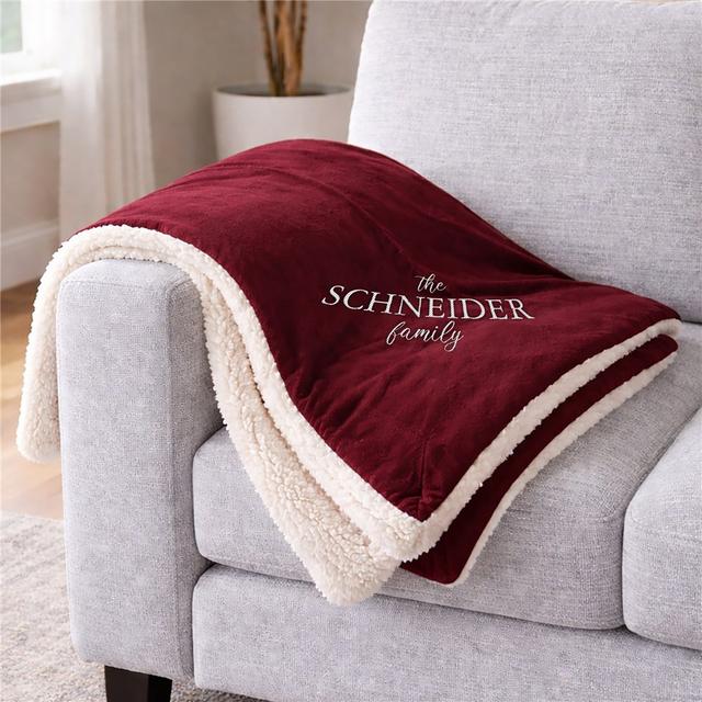 Embroidered Family Name Sherpa Blanket