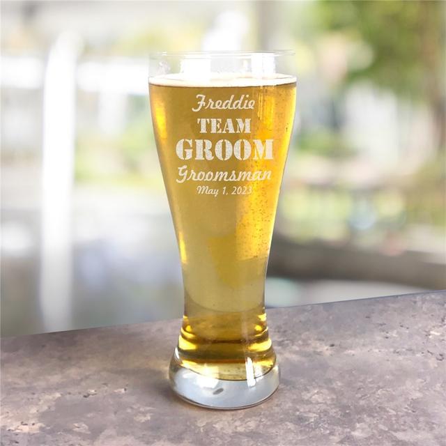 Engraved Wedding Party Team Large Pilsner Glass