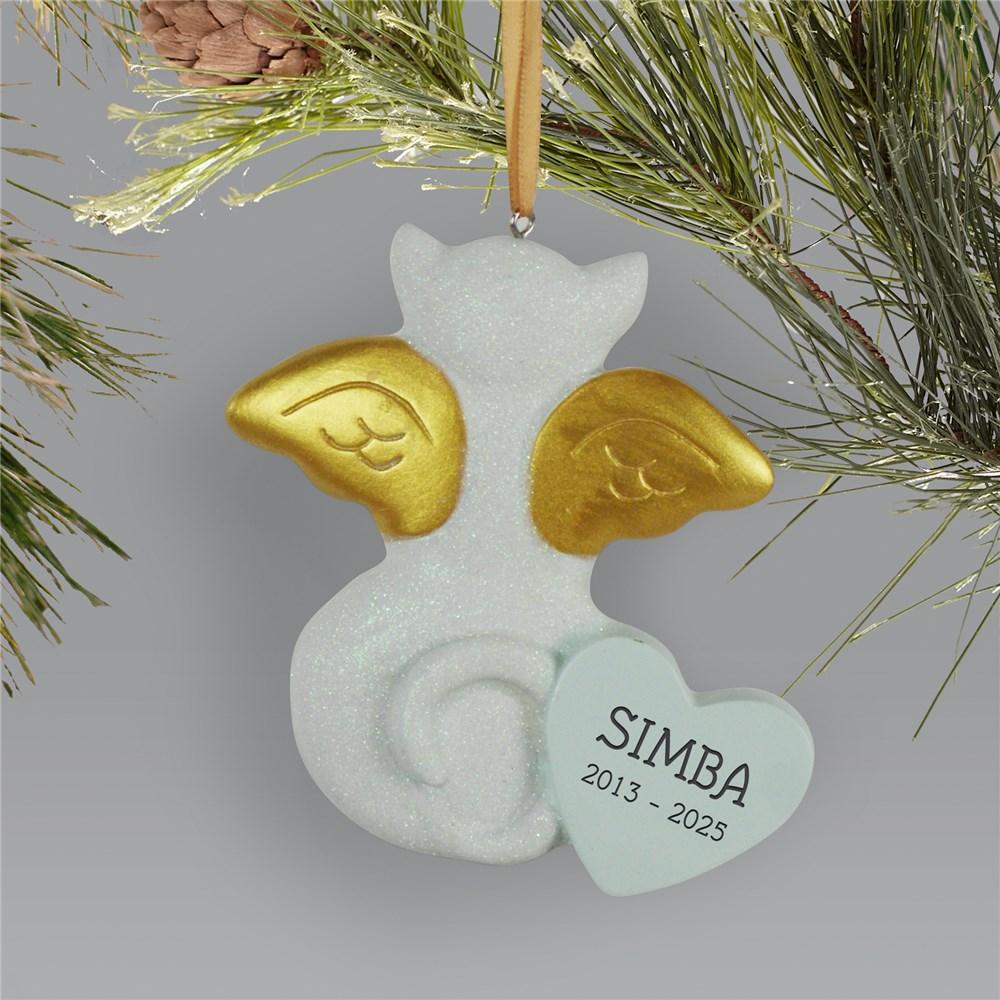 Personalized Angel Memorial Cat Holiday Ornament