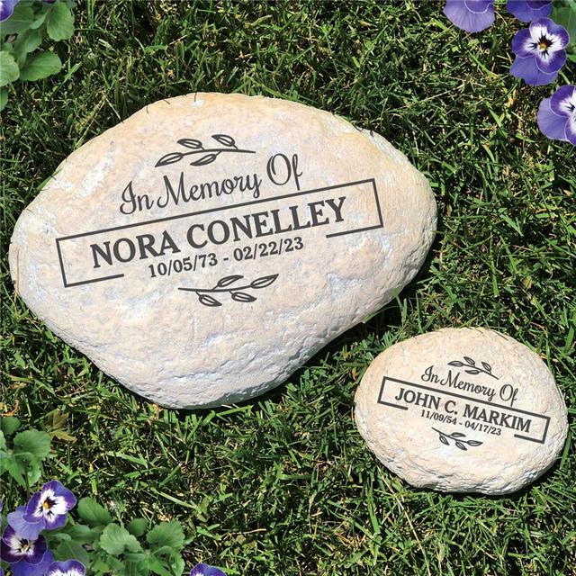 Engraved In Memory Of With Border Garden Stone