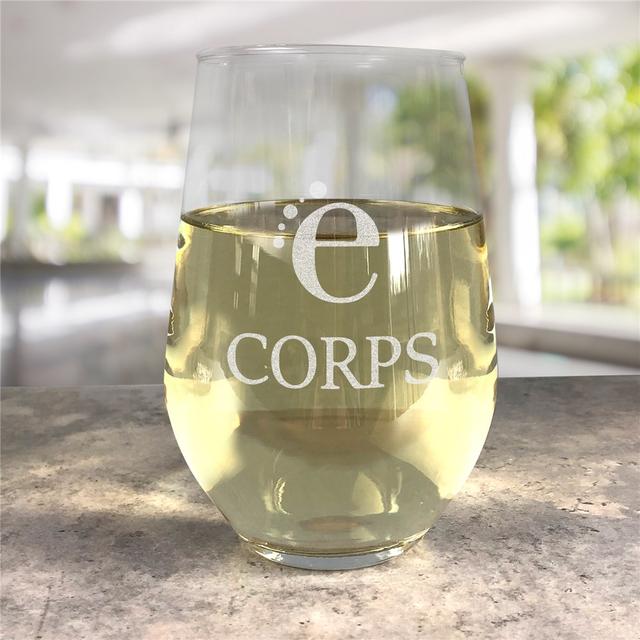 Engraved Corporate Contemporary Stemless Wine Glass