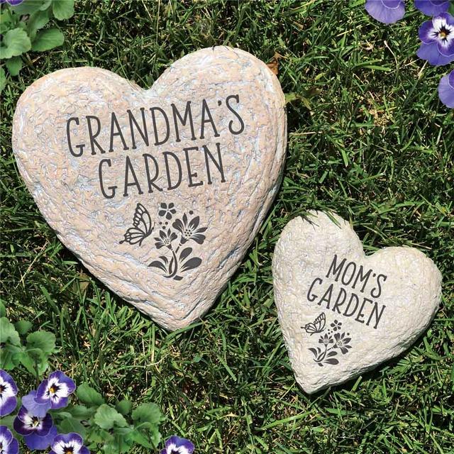 Engraved Butterfly With Flower Heart Garden Stone