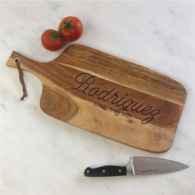 Engraved Any Family Name Acacia Paddle Cutting Board