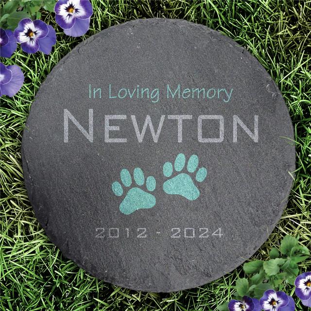 Personalized Pet Memorial Round Slate Stone
