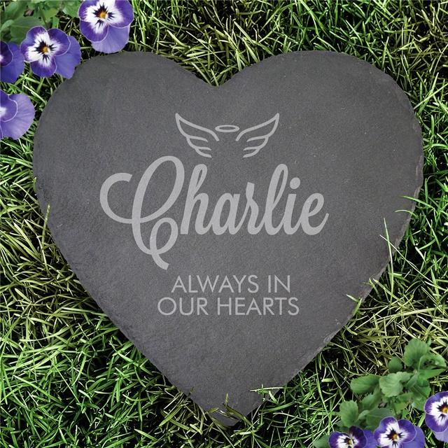 Engraved Always In Our Hearts Heart Slate Stone