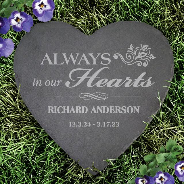 Engraved Memorial Heart Slate Stone