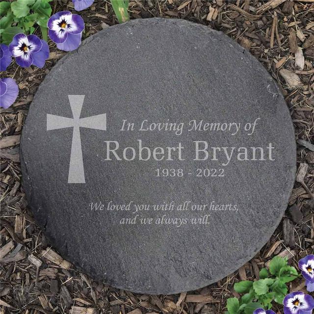 Engraved In Loving Memory Round Slate Stone