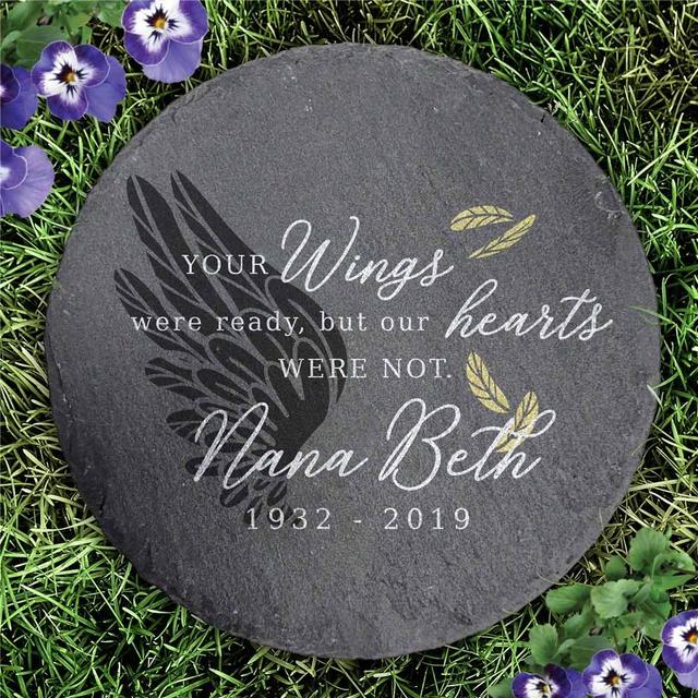 Personalized Your Wings Were Ready Round Slate Stone