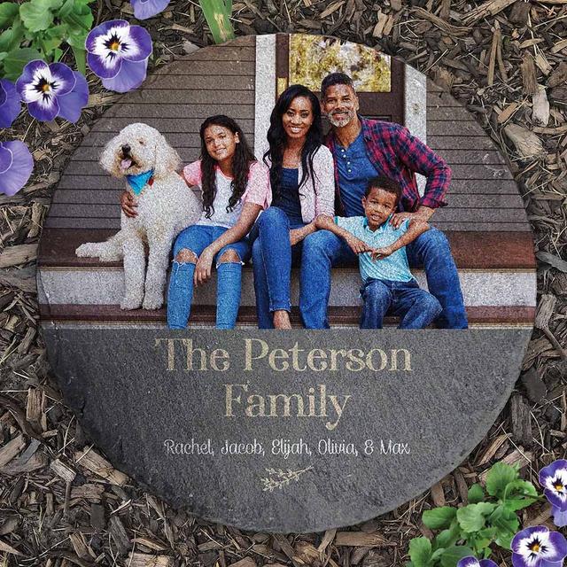 Personalized Photo and Message Round Slate Stone