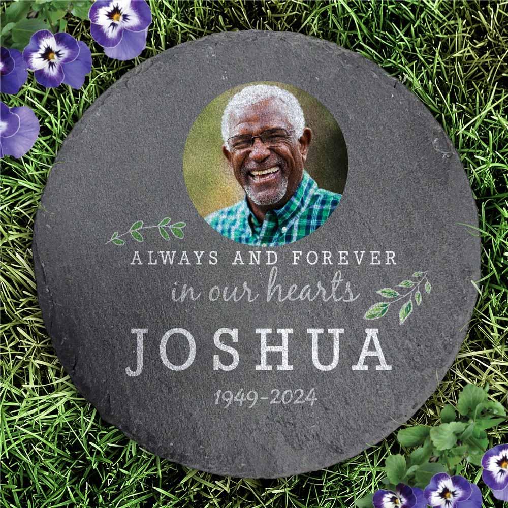 Personalized In Our Hearts Round Slate Stone