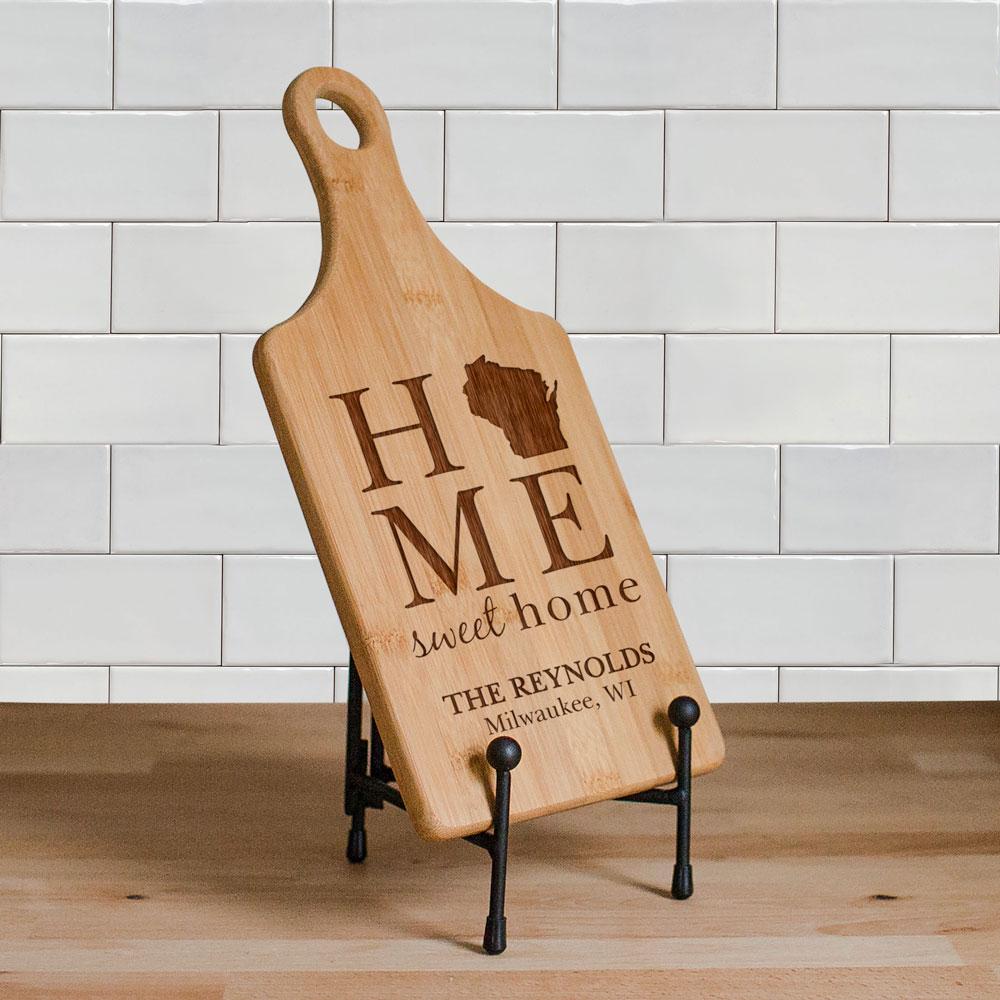Engraved Home Sweet Home Paddle Cutting Board