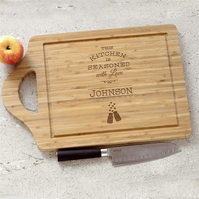 Engraved Seasoned with Love Cutting Board