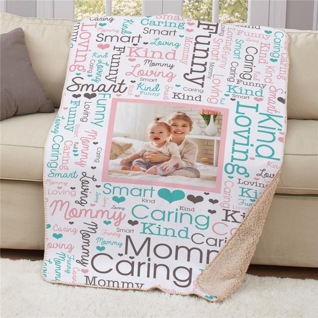 Mom Word-Art Photo Sherpa