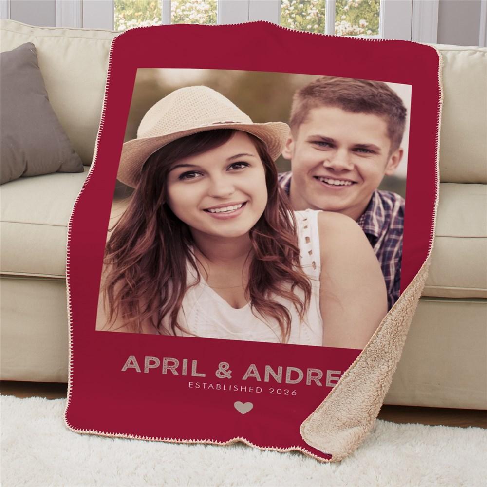 Personalized Couples Photo Sherpa Blanket