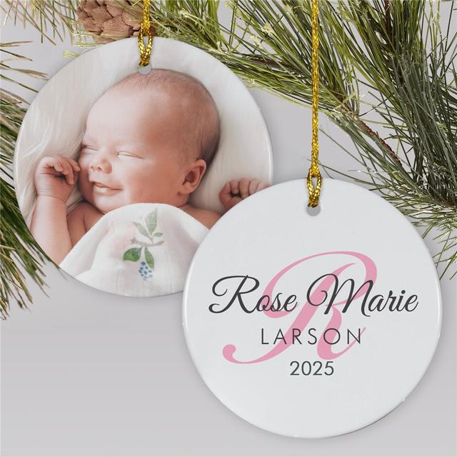 Initial Personalized Baby First Christmas Ceramic Holiday Ornament