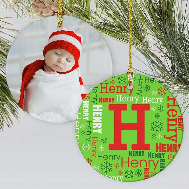 Kid's Monogram Word-Art Holiday Ornament