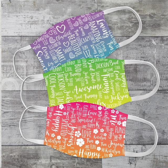Personalized Fun Gradient Word Art Face Mask