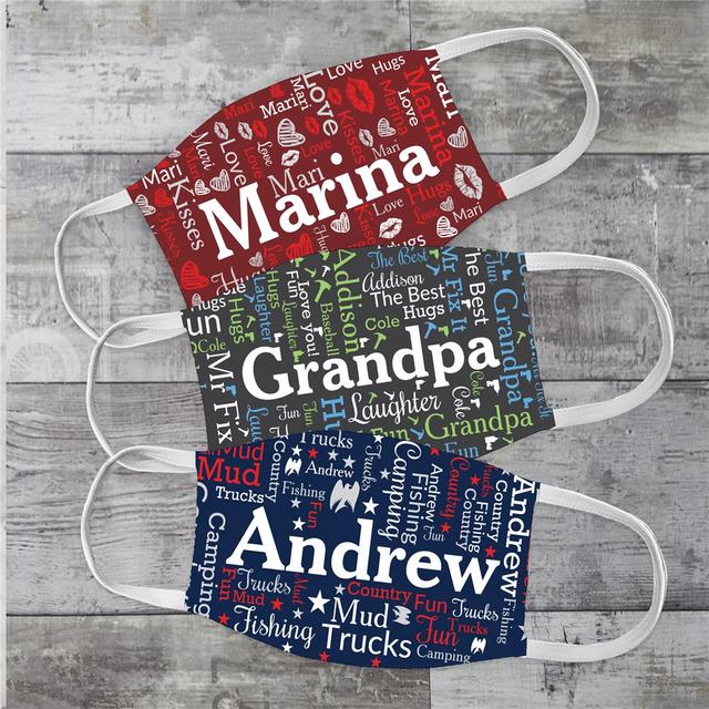 Personalized Name Word Art Face Mask