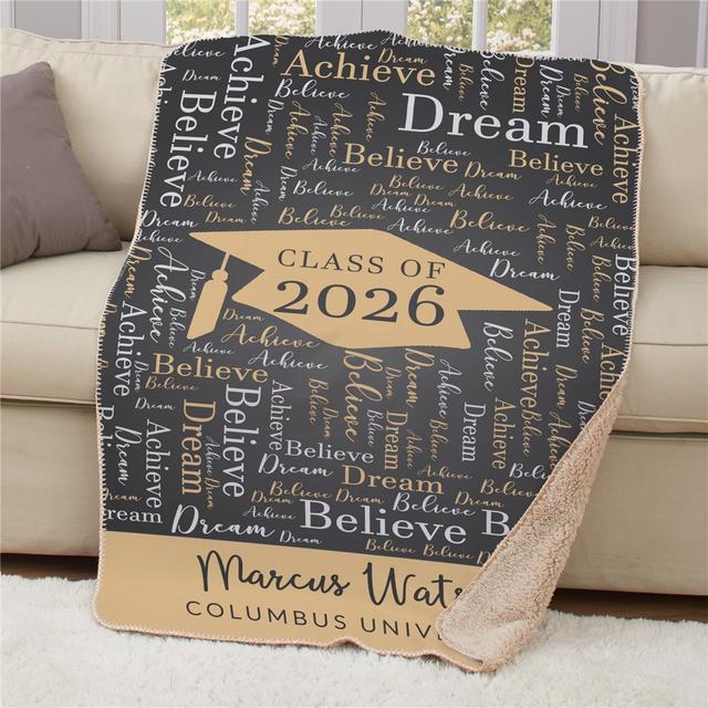 Personalized Class Of Graduation Word-Art Sherpa Blanket