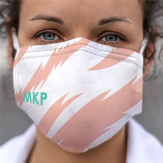 Personalized Pink Stripes with Initials Optional Face Mask
