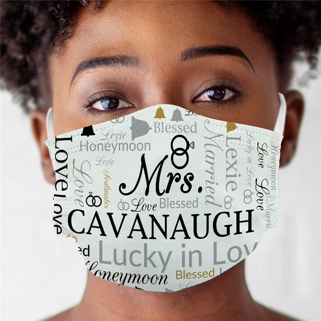 Personalized Silver & Gold Wedding Word Art Face Mask