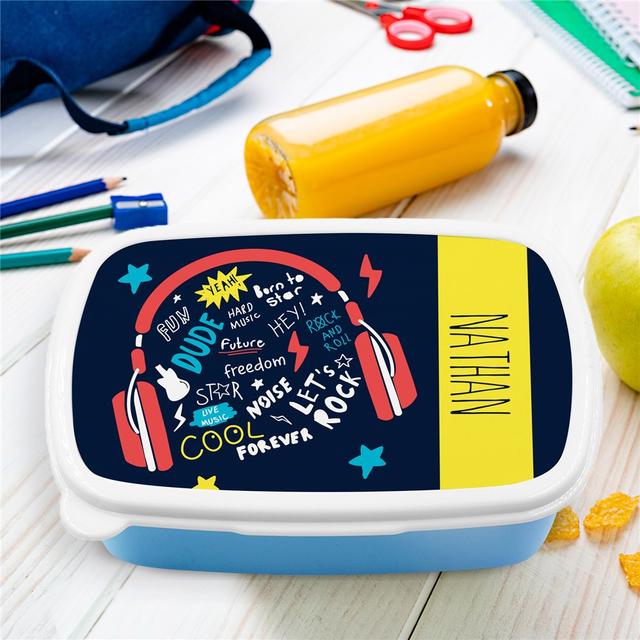 Personalized Headphones Rock Lunch Box