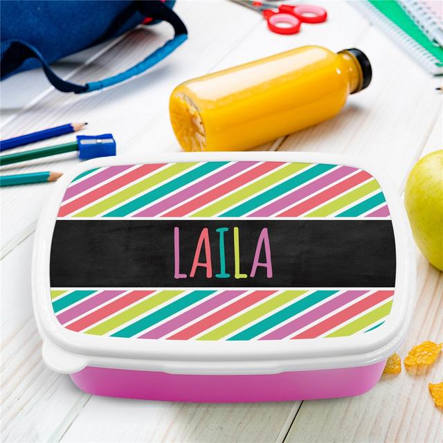 Personalized Colored Stripes Lunch Box
