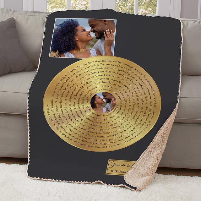 Personalized Record Spiral Song Lyrics 37x57 Sherpa Blanket