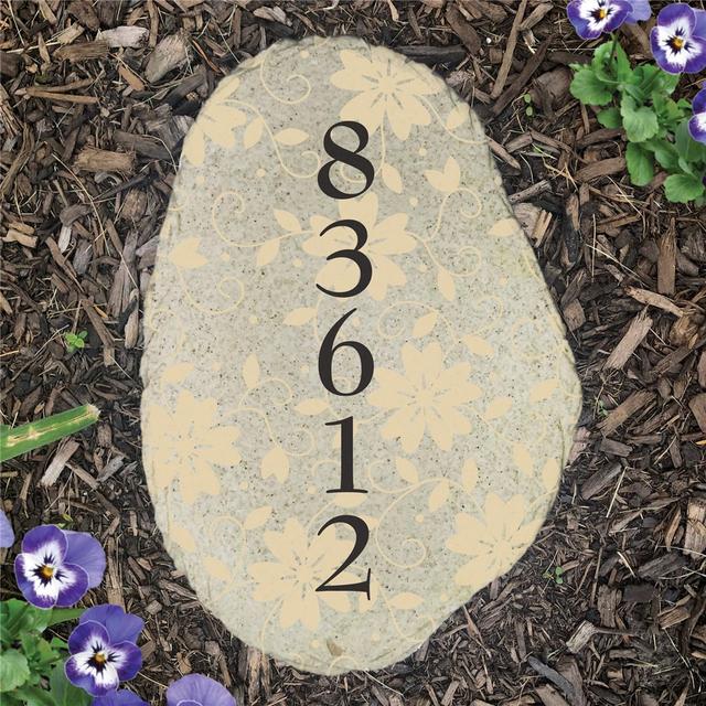 Personalized Rustic Address Vertical Flat Garden Stone
